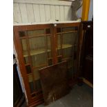 AN ANTIQUE PAINTED PINE ARCHITECTURAL CABINET GLAZED DOORS ENCLOSED SHELVES, ( FOR RESTORATION) H
