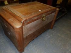 A CARVED CHINESE CAMPHOR WOOD LARGE BLANKET CHEST W 100 cm's