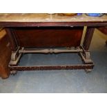 A EARLY VICTORIAN CARVED MAHOGANY ADJUSTABLE TABLE, ( FOR RESTORATION) W 123cms