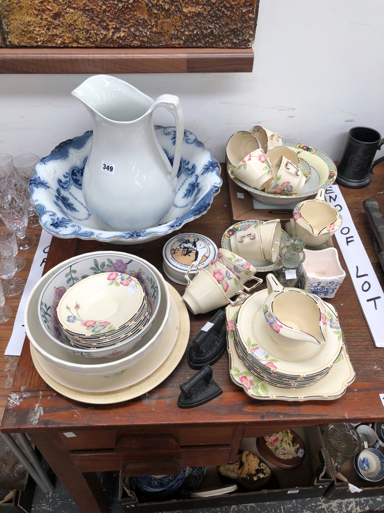 A CROWN DUCAL WILD ROSE PATTERN PART TEA SERVICE, A WASH JUG AND BOWL ETC - Image 2 of 2