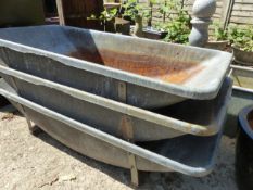 THREE LARGE GALVANIZED FEEDERS