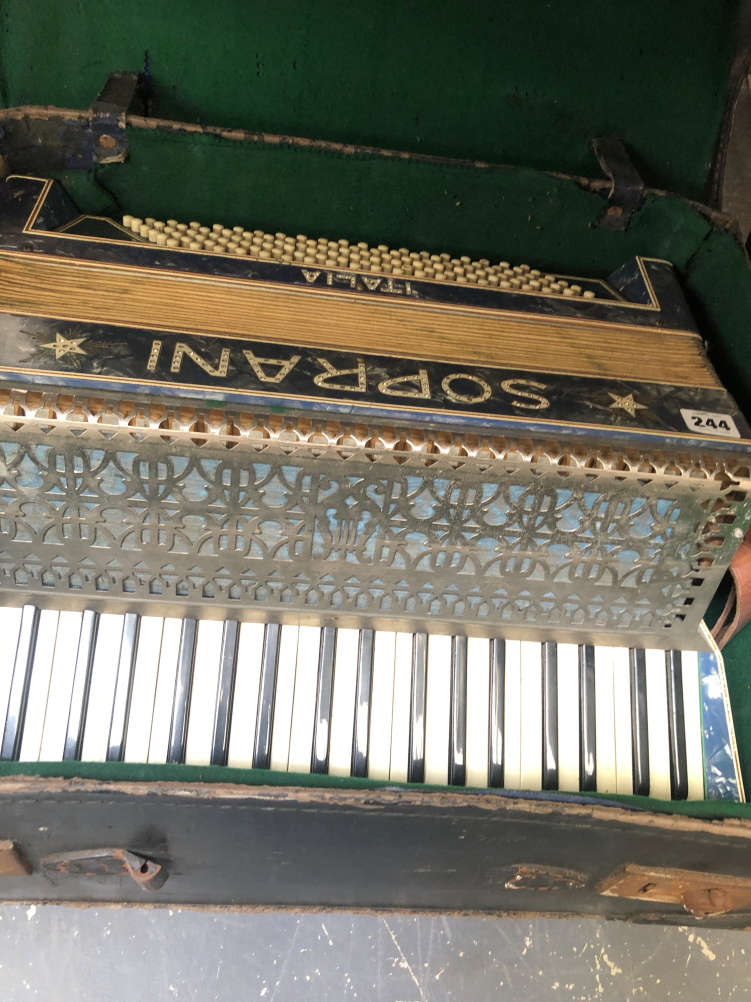 A SOPRANI, ITALIA ACCORDION WITH CASE AND A BOX OF VINTAGE RECORDS - Image 2 of 2