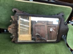 A GEORGE III MAHOGANY CUT WORK MIRROR