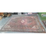 AN ANTIQUE PERSIAN SHIRAZ CARPET 286 x 218cms