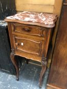 FRENCH ROSEWOOD 19th C. MARBLE TOP BEDSIDE CABINET