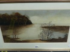 FRANK QUINN "LAKE OF MENTEITH" SIGNED WATERCOLOUR 31 x 49 cms