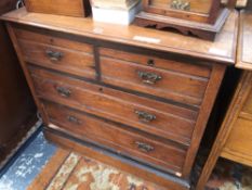 A EDWARDIAN WALNUT MIRROR BACK DRESSING CHEST. H 150 W 91 D 46cms