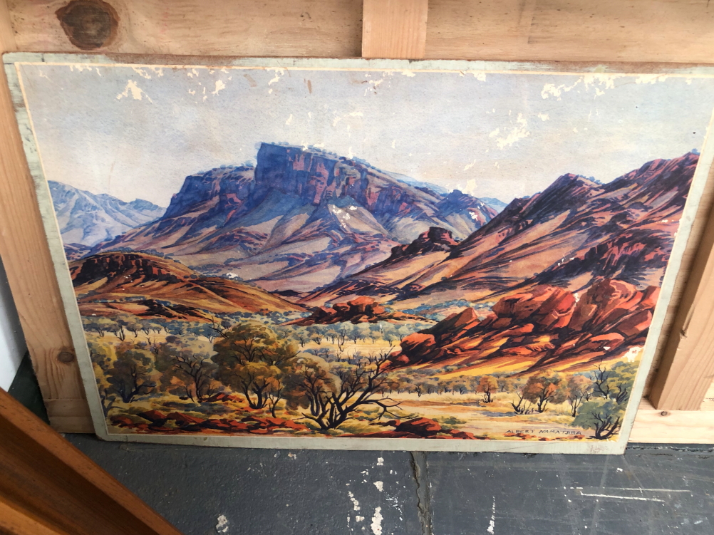 AFTER ALBERT NAMATJIRA TWO AUSTRALIAN LANDSCAPES, COLOURED PRINTS UNFRAMED - Image 3 of 17