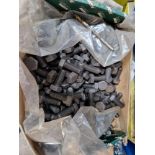 A MIXED QUANTITY OF VARIOUS NUTS BOLTS AND FIXINGS ETC