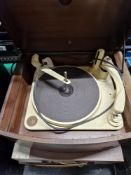 A PYE RECORD PLAYER IN WOODEN CASE, MONARCH TURNTABLE