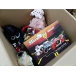 A BOX OF DOLLS AND TOYS.