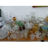 GLASS DECANTERS, VASES, DRINKING GLASS AND STORAGE JARS