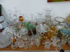 GLASS DECANTERS, VASES, DRINKING GLASS AND STORAGE JARS