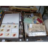 A COLLECTION OF MATCHBOXES, CIGARETTE CARDS TOGETHER WITH MILITARIA EPHEMERA