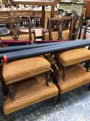 A SUITE OF FOUR EDWARDIAN MARQUETRIED ROSEWOOD CHAIRS, TWO WITH ARMS AND TWO WITHOUT.