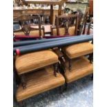 A SUITE OF FOUR EDWARDIAN MARQUETRIED ROSEWOOD CHAIRS, TWO WITH ARMS AND TWO WITHOUT.