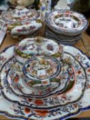 A MASONS IRONSTONE PART SERVICE, TO INCLUDE PLATTERS AND A TWO HANDLED SOUP TUREEN AND COVER