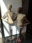 TWO POSEABLE MANNEQUIN DUMMIES.