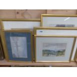 SEVEN VARIOUS ANTIQUE AND LATER FRAMED AND GLAZED WATERCOLOURS.