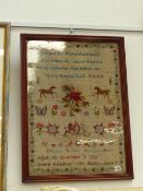 A LARGE ANTIQUE SAMPLER.