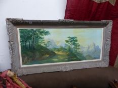 A LARGE OIL ON CANVAS SIGNED BAVELLA CORSE BY A. GOUJON.