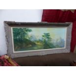 A LARGE OIL ON CANVAS SIGNED BAVELLA CORSE BY A. GOUJON.