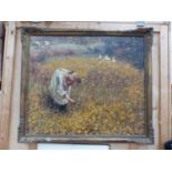 A LARGE GILT FRAMED IMPRESSIONIST STYLE PICTURE.