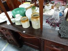 A QUANTITY OF MODERN CHURCHILL DINNER WARES, DECORATIVE CHINA, A SMALL CHANDELIER ETC.