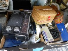 A RADIO, A CAMERA, BASKETS, TINS AND MISCELLANEA