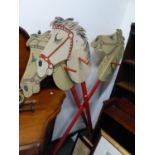 THREE ANTIQUE STYLE WOODEN HOBBY HORSE.