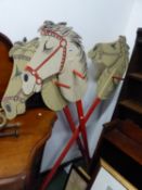 THREE ANTIQUE STYLE WOODEN HOBBY HORSE.
