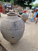 TWO LARGE POTTERY OIL JARS