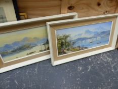 A PAIR OF NEOPOLITAN SCHOOL WATERCOLOUR LAKE VIEWS.