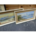 A PAIR OF NEOPOLITAN SCHOOL WATERCOLOUR LAKE VIEWS.