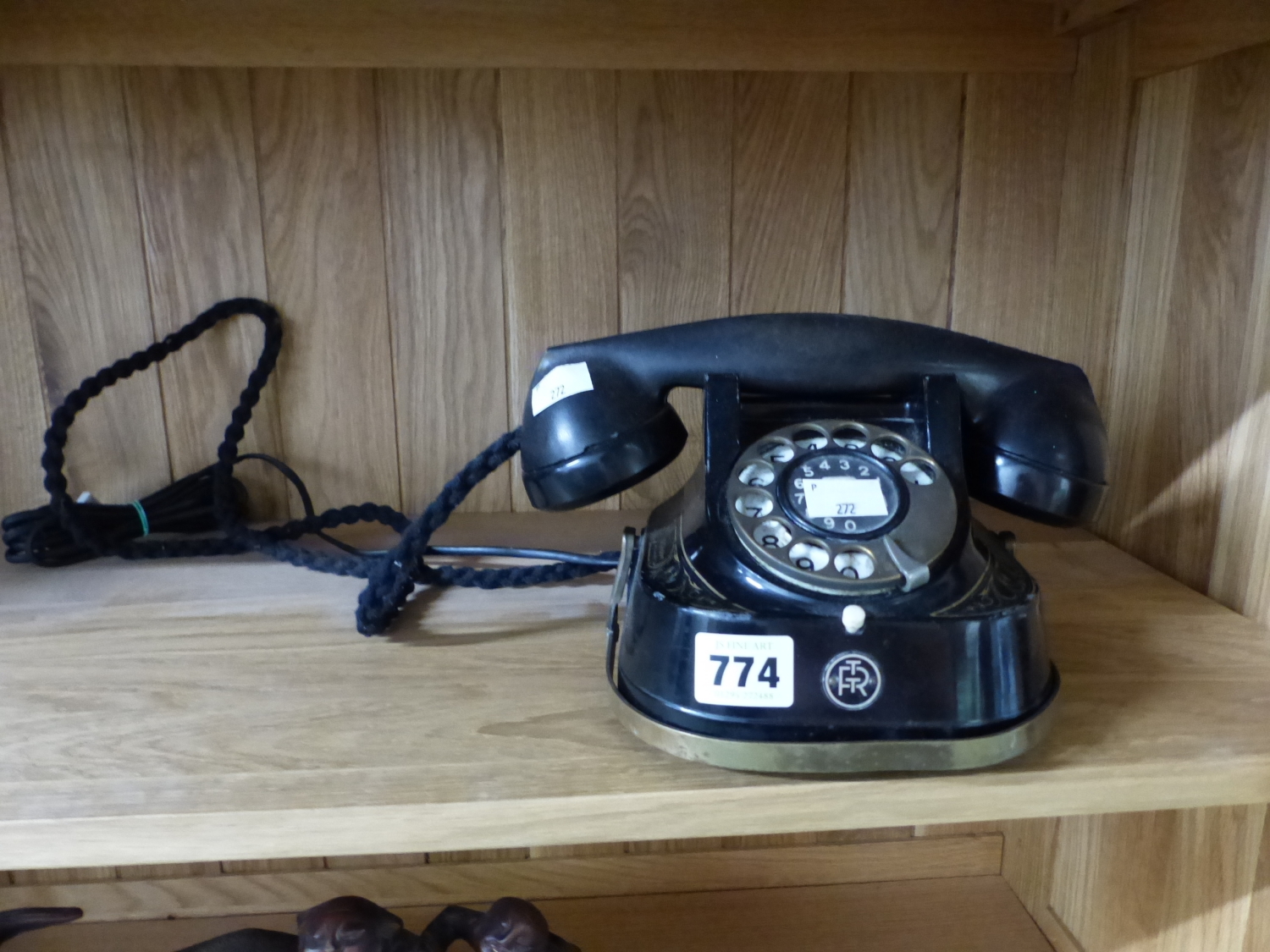 A VINTAGE FRENCH TELEPHONE WITH GILDED DECORATION.