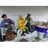 TWO DOULTON FISHERMAN AND A BOATMAN TOGETHER WITH A SMALL COLLECTION OF ELIZABETH II COINS