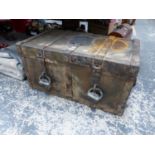A RUBBER IMITATION IRON TWO HANDLED TRUNK