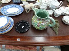 JAPANESE EGGSHELL TEA WARES, WEDGWOOD BOKHARA PATTERN PLATES, COMMEMORATIVE MUGS AND A BESWICK JUG