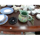 JAPANESE EGGSHELL TEA WARES, WEDGWOOD BOKHARA PATTERN PLATES, COMMEMORATIVE MUGS AND A BESWICK JUG