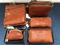 A COLLECTION OF GIANNI CONTI BAGS AND PURSES TO INCLUDE A SMALL CLASP PURSE, TWO CROSS BODY BAGS,