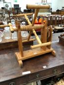 A PINE TABLE TOP YARN WINDER