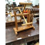 A PINE TABLE TOP YARN WINDER