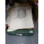 A LARGE COLLECTION OF STUDENT PENCIL DRAWINGS AND WATERCOLOURS.