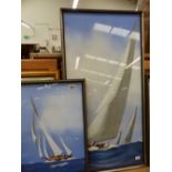 TWO WATERCOLOUR AND GOUACHE PAINTINGS OF SAILBOATS.