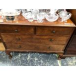 A 20th C. MAHOGANY DRESSING CHEST OF TWO SHORT AND TWO LONG DRAWERS ON CABRIOLE LEGS WITH BALL AND