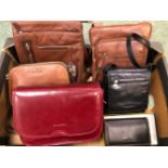 A COLLECTION OF UNUSED GIANNI CONTI HANDBAGS TO INCLUDE A SMALL BLACK CROSS BODY, TWO TAN