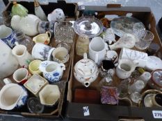 MISCELLANEOUS JUGS, GLASS WARE AND MINIATURE ITEMS