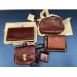 A SMALL GIANNI CONTI DARK BROWN SHOULDER BAG WITH ANOTHER LARGER CLUTCH STYLE SHOULDER BAG. TOGETHER