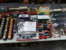 HORNBY 0 GURAGE CARRIAGES, DUBLO LOCOMOTIVES, ROLLING STOCK, RAIL SIDE BUILDINGS AND ACCESSORIES