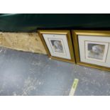 TWO PLASTER FRIEZES DEPICTING ANCIENT EGYPTIANS TOGETHER WITH TWO FRAMED PRINTS OF ROMAN HEADS
